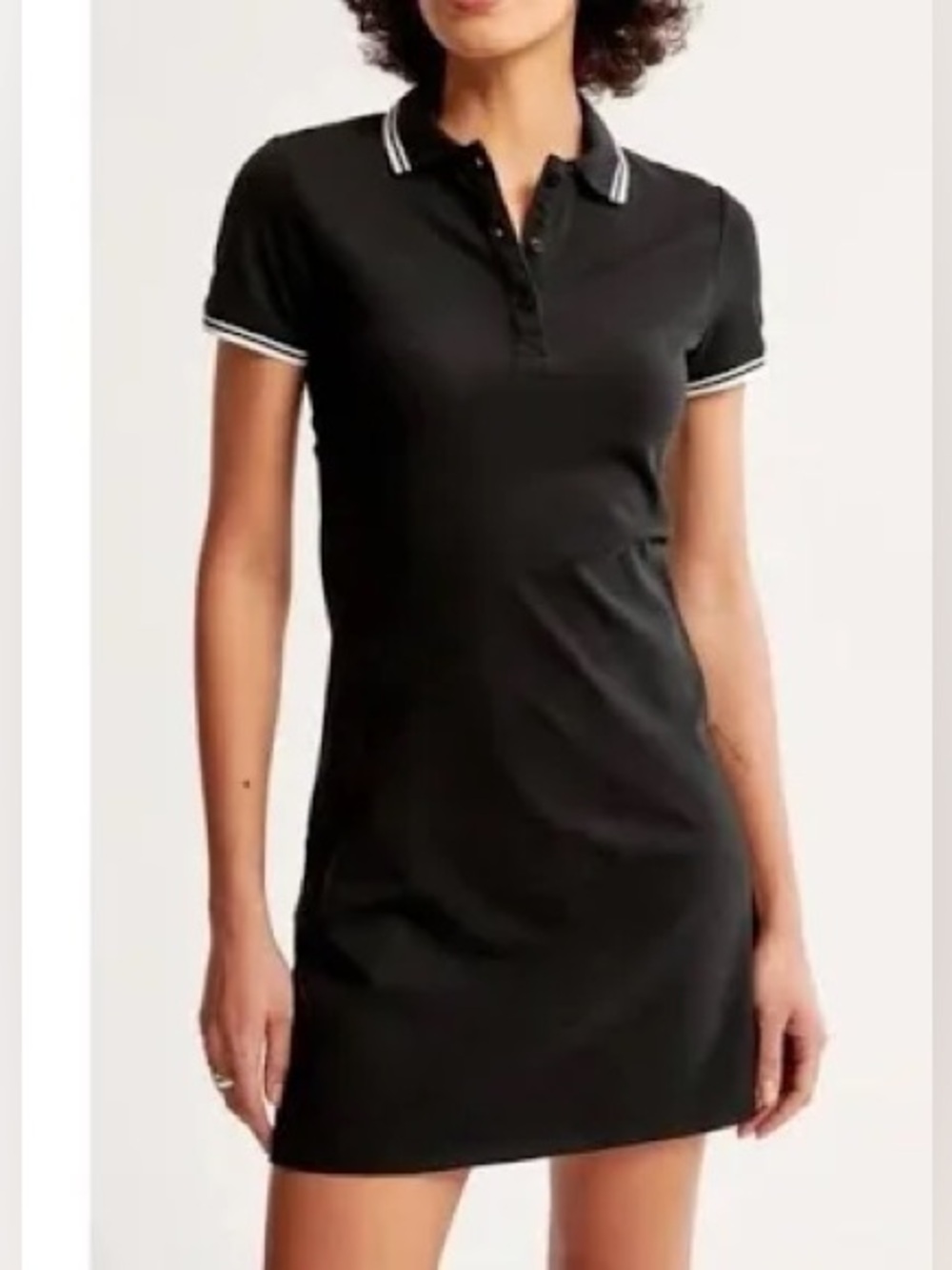 Abercrombie & Fitch Black Polo Mini Dress with White Trim
